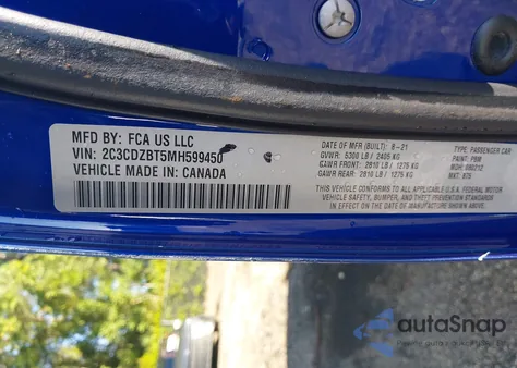 2021 Dodge Challenger R/T from USA, damaged, VIN 2C3CDZBT5MH599450